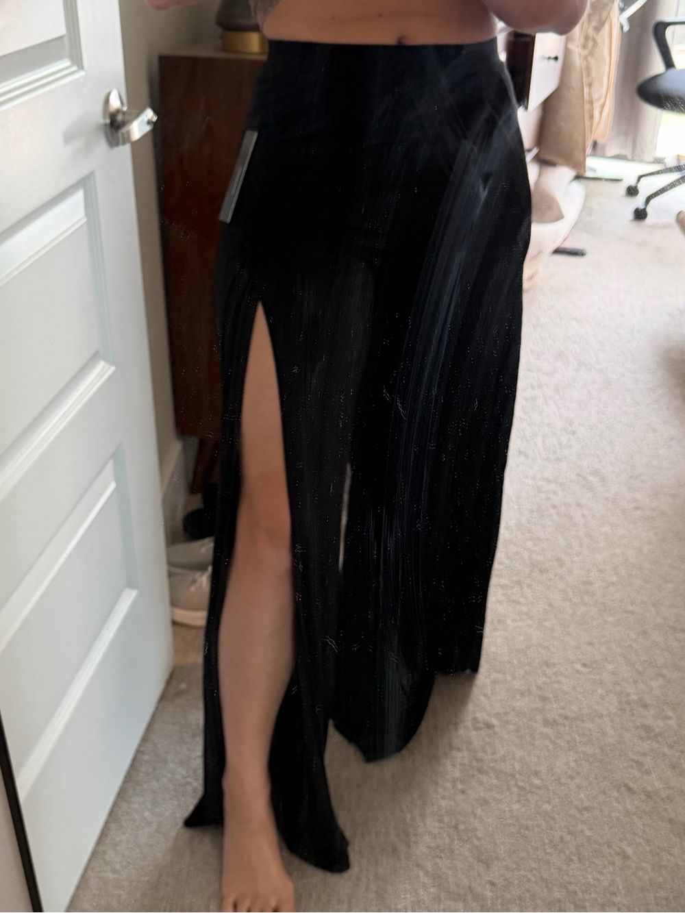 Black High-Slit Maxi Pants - Minimal Chic